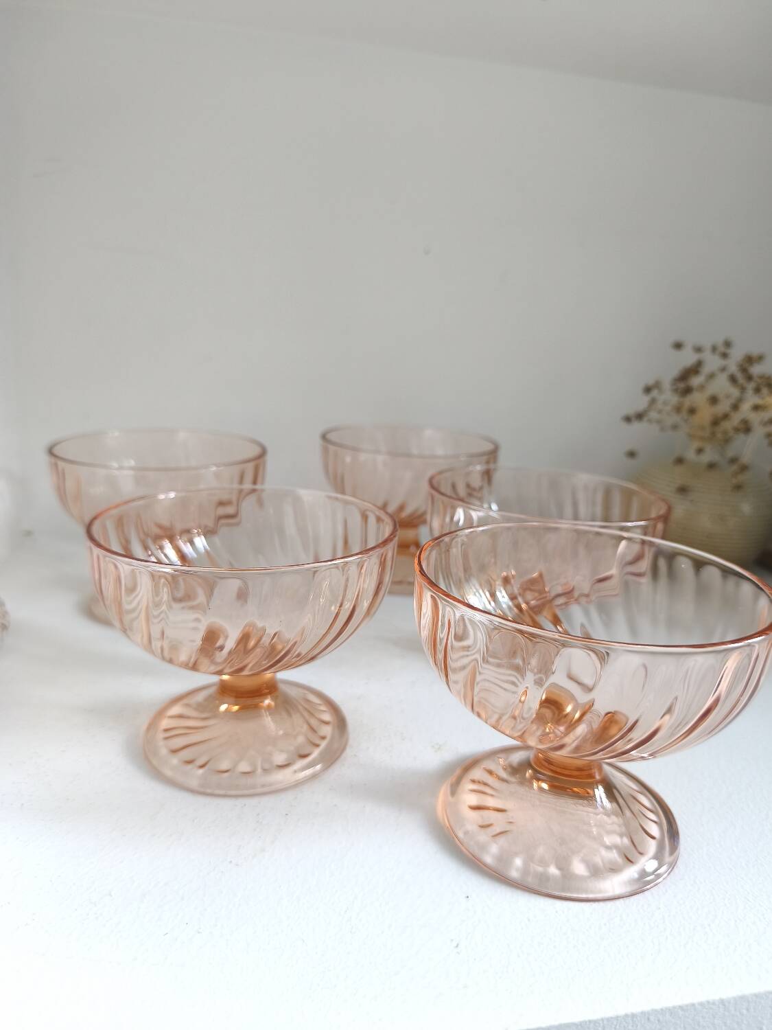 Pink glass cups