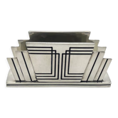 Porte cartes de visites, signature royale, style art déco, métal argenté