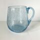 Large Biot tankard forming a vase with a handle in ice blue bubbled glass