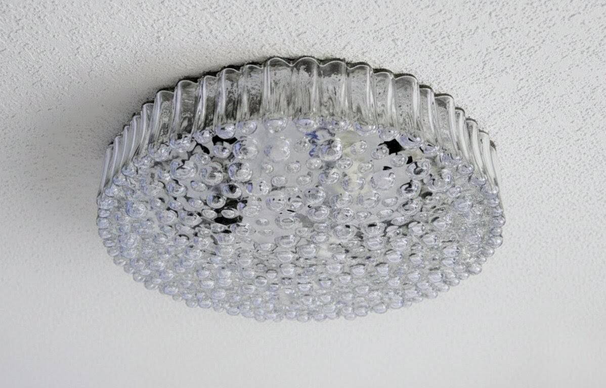 Space Age Staff ceiling light with bubbled glass