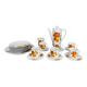 Tea and dessert set of 6 cups, German porcelain, flowers, 70s
