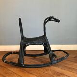Rocking horse in rattan and bamboo