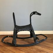 Rocking horse in rattan and bamboo