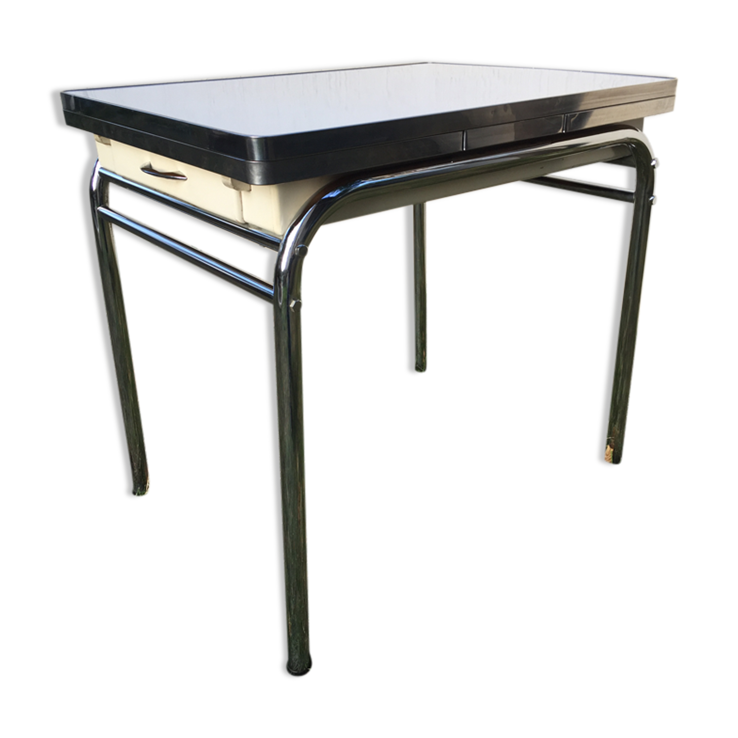 White vintage formica table 60s