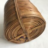 Rattan and brass planter