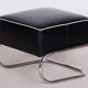 Black Leather Footstool from Slezák, Czechia, 1930s