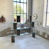Roche Bobois stone and glass sculpture shelf 1970s