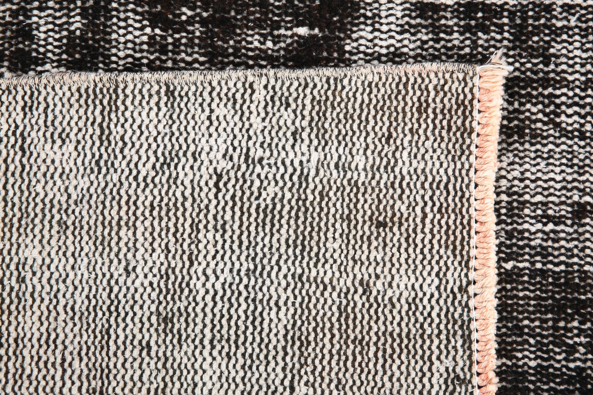 3x9 Shabby Chic Black Gray Turkish Runner Rug, 90x277Cm