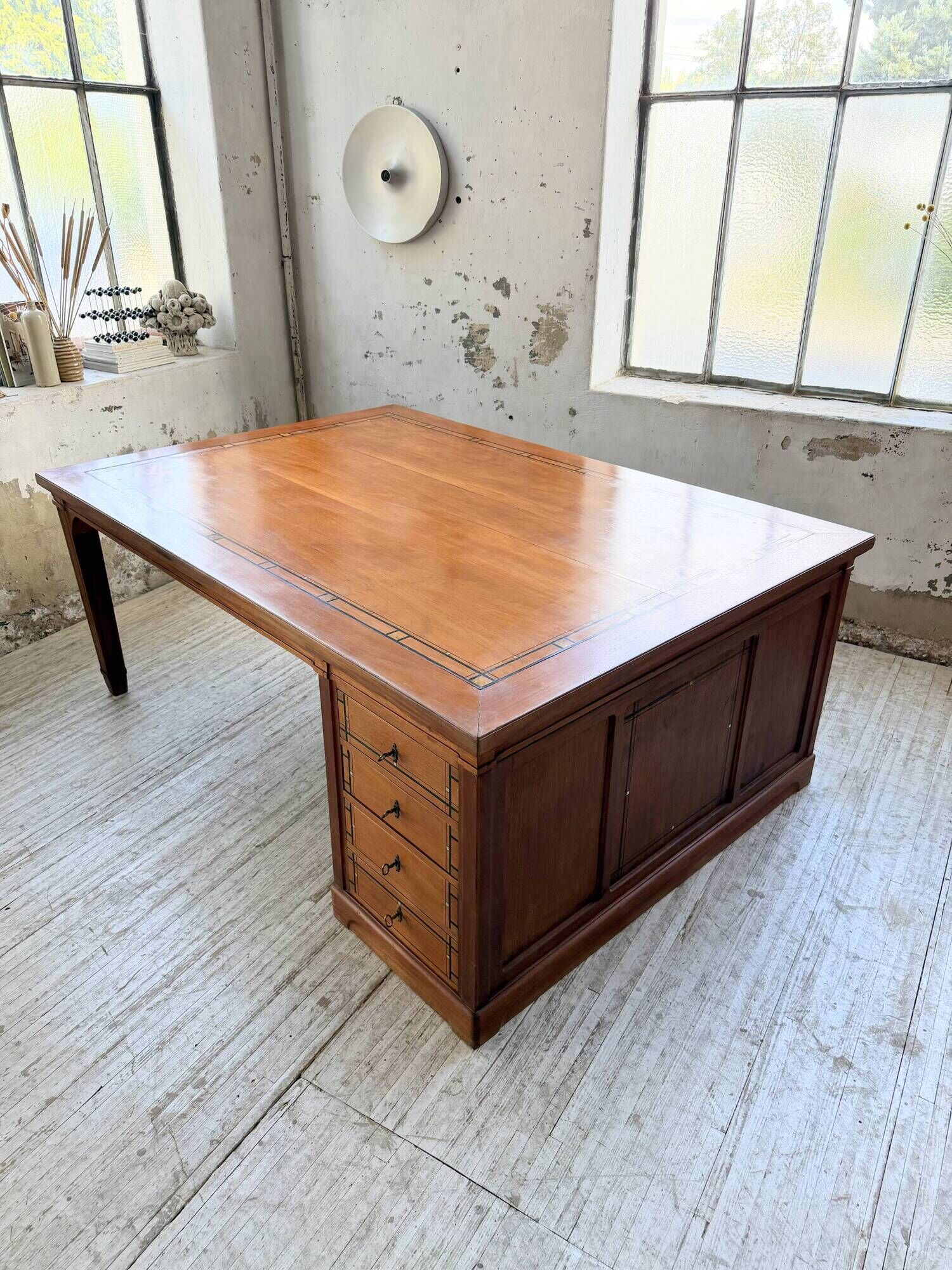 Double-sided walnut counter desk 1900