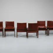 Tobia & Afra Scarpa 'Monk' chairs – walnut & cognac saddle leather