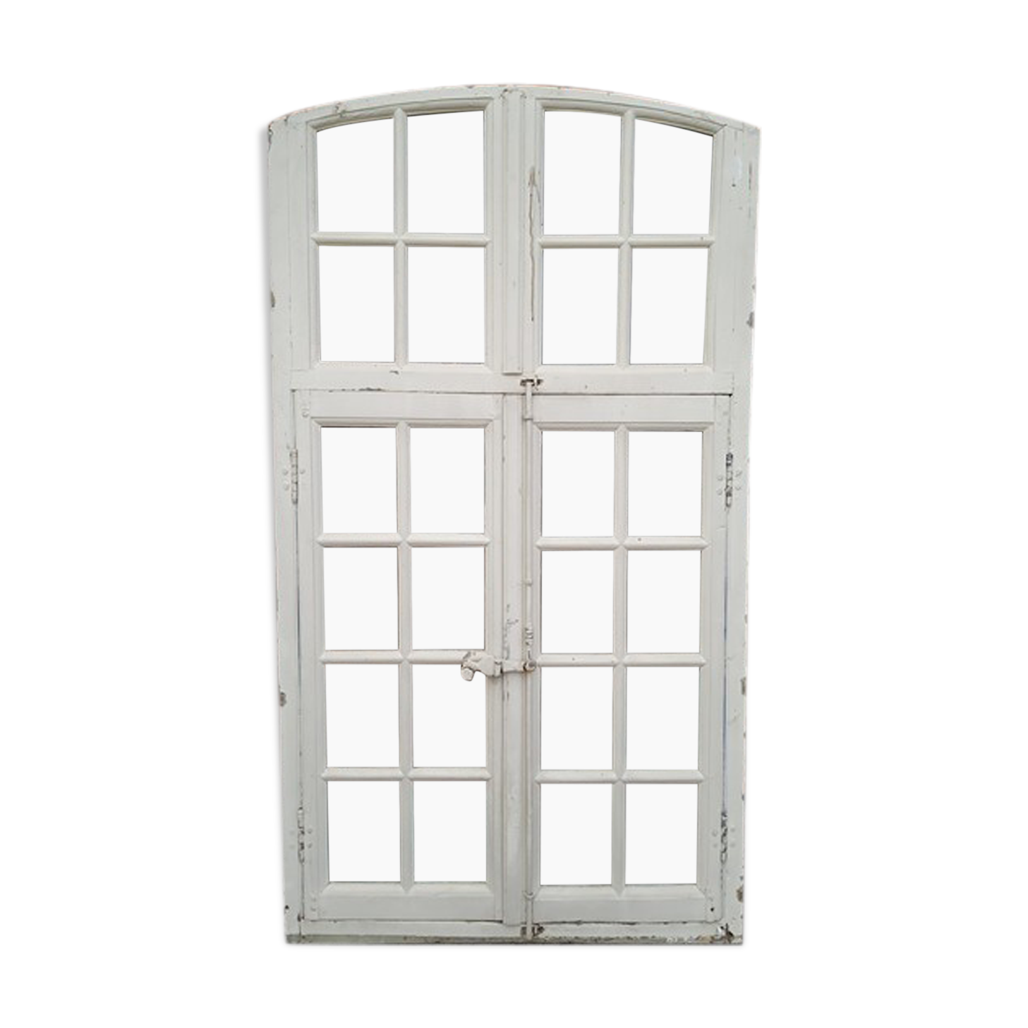 Old arched house window / transom, hammered glass, cremone
