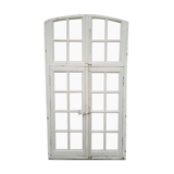 Old arched house window / transom, hammered glass, cremone
