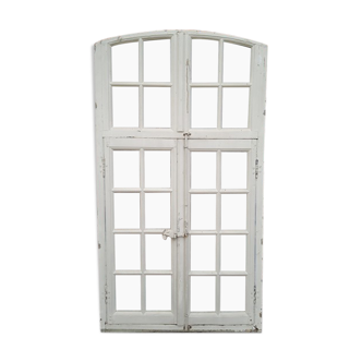 Old arched house window / transom, hammered glass, cremone