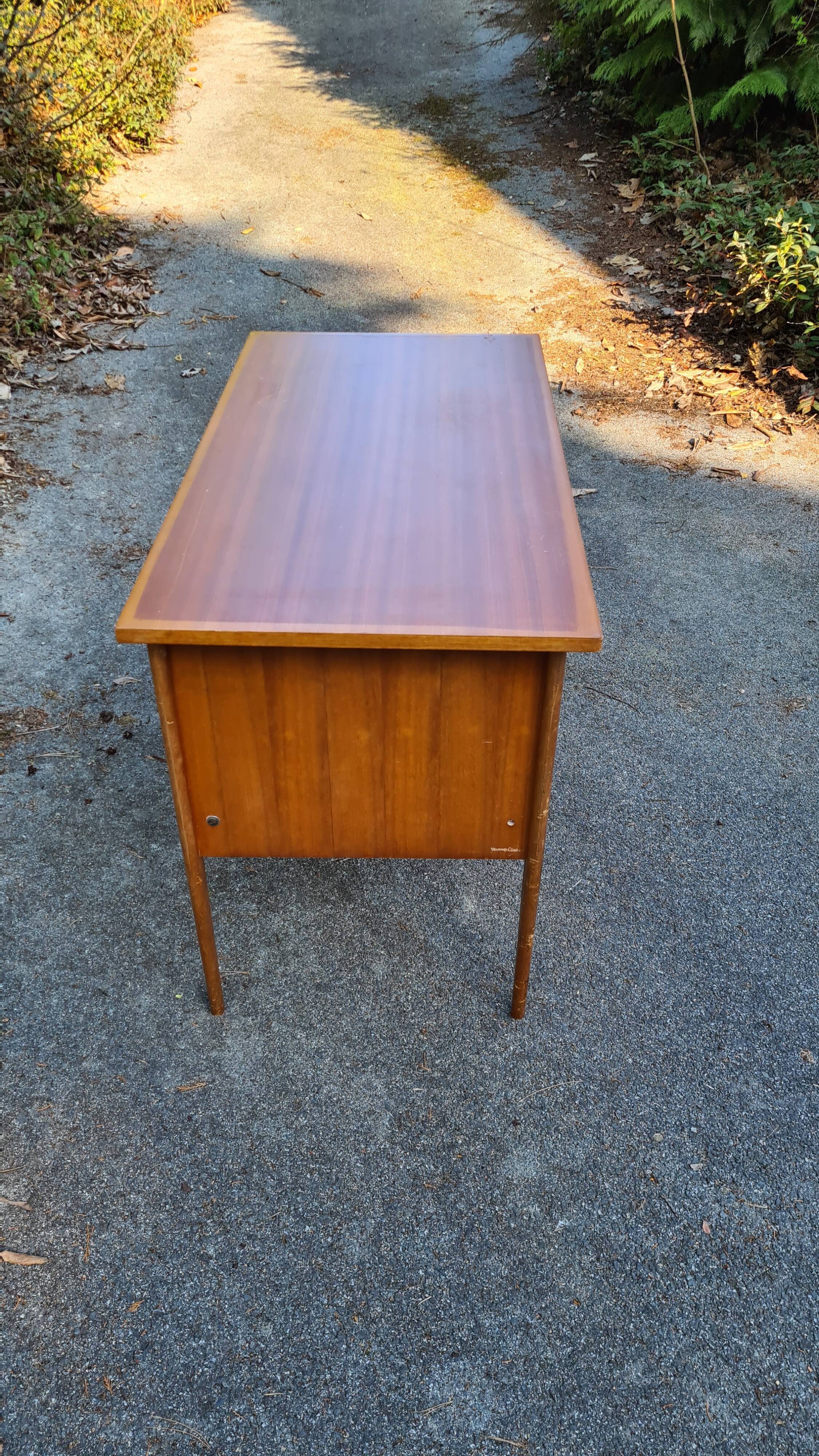 Wooden desk compass feet 60s