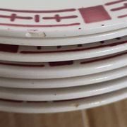 Lot 7 assiettes plates en faïence "Sarreguemines & Digoin", modèle SAVERNE