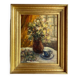 Still life with cup signed Peyranne, mid-20th century