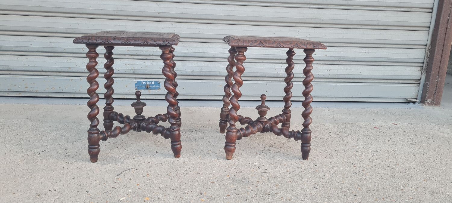 Pair of English oak bedside tables