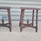 Pair of English oak bedside tables