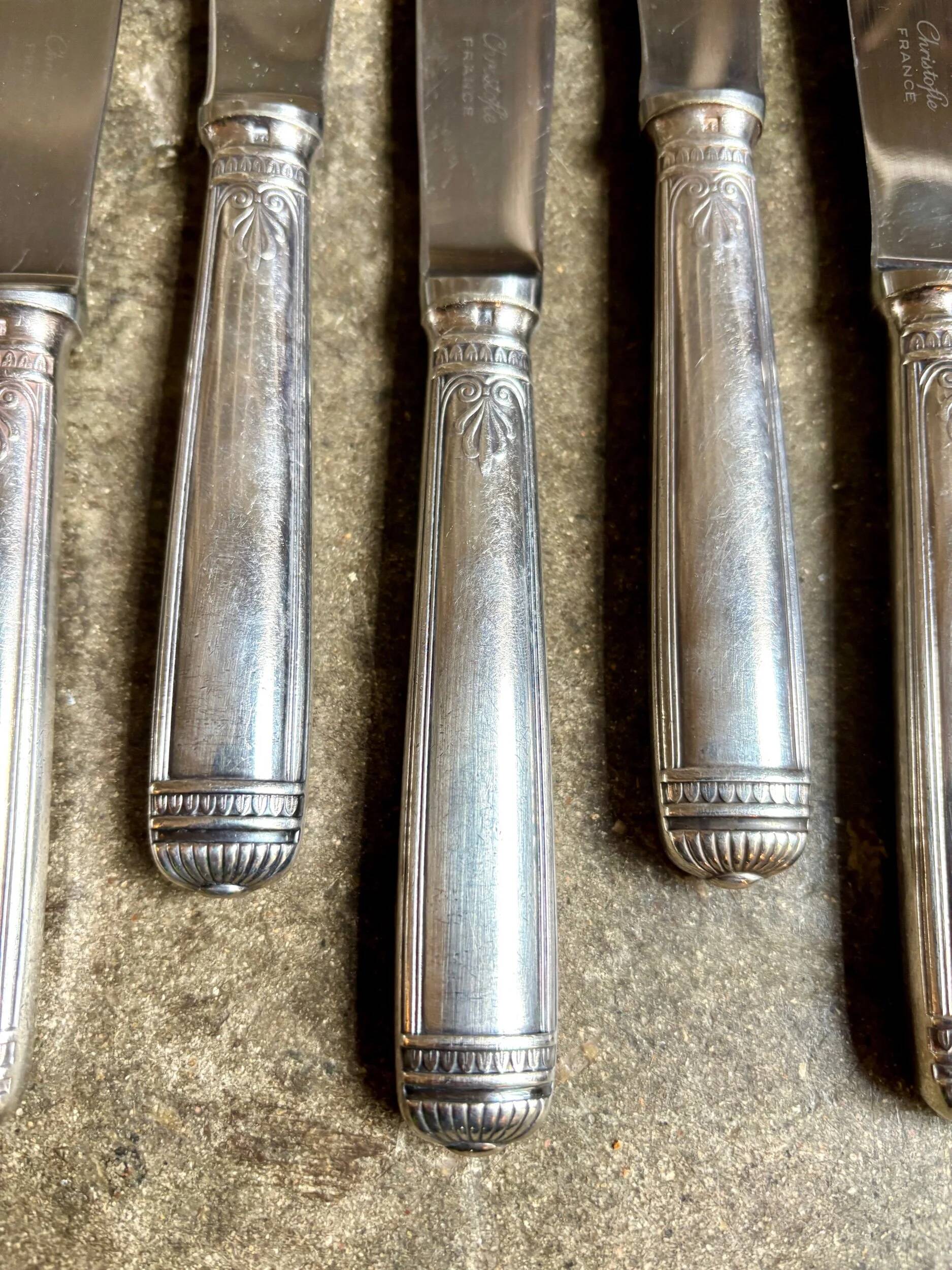 6 Christofle silver-plated knives, "Malmaison" service