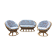 Vintage rattan lounge 1 bench and 2 swivel armchairs in perfect condition.