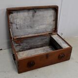 Massive ash chest and iron handles - mid-19th century