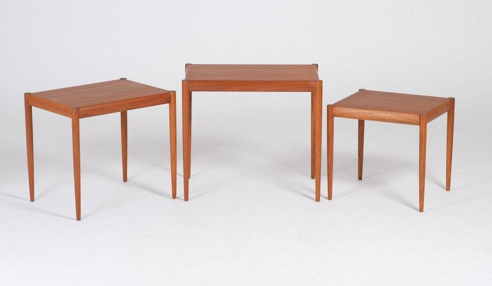Nest of Tables in Teak, Denmark, 1960s, Set of 3