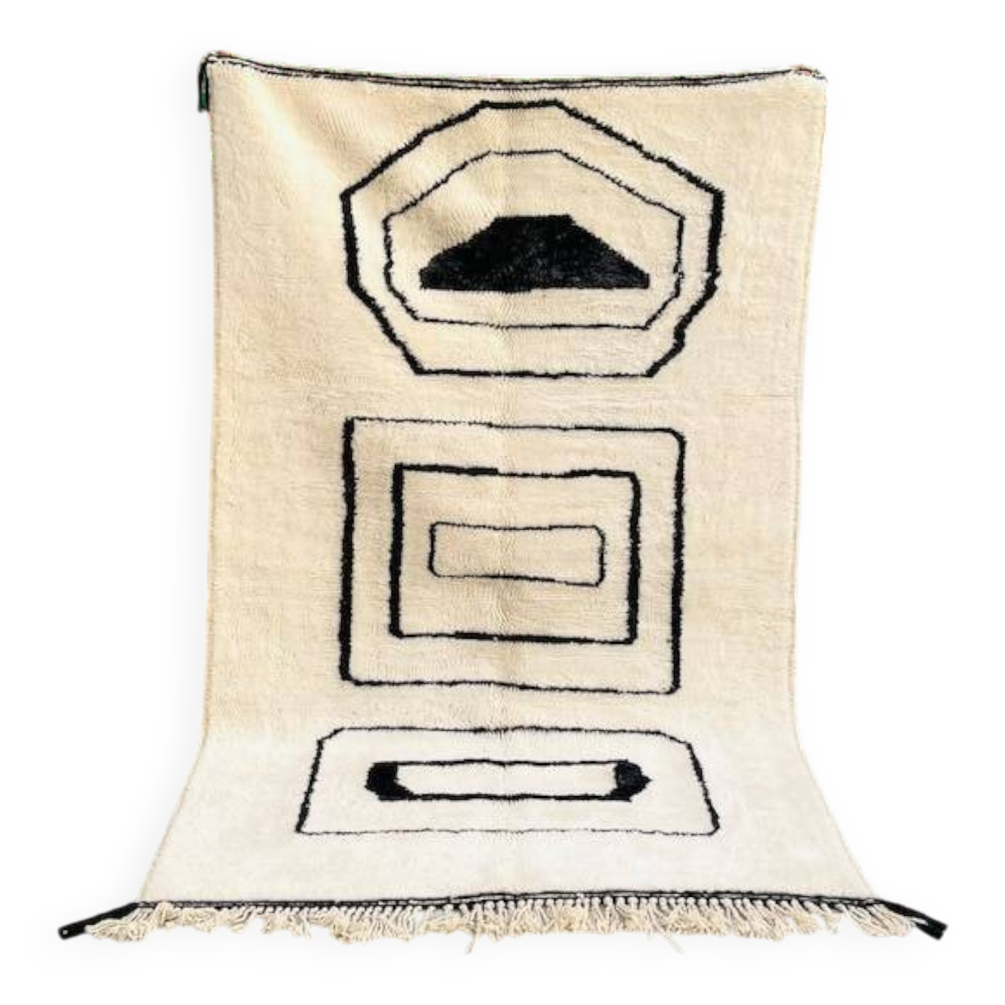 Moroccan black white khenifra rug 250cmx150cm