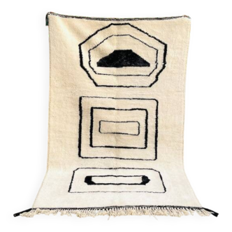 Tapis khenifra blanc noir marocain 250cmx150cm