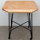 Wood and metal dessert trolley on wheels, vintage Eiffel leg, made in France 1960.