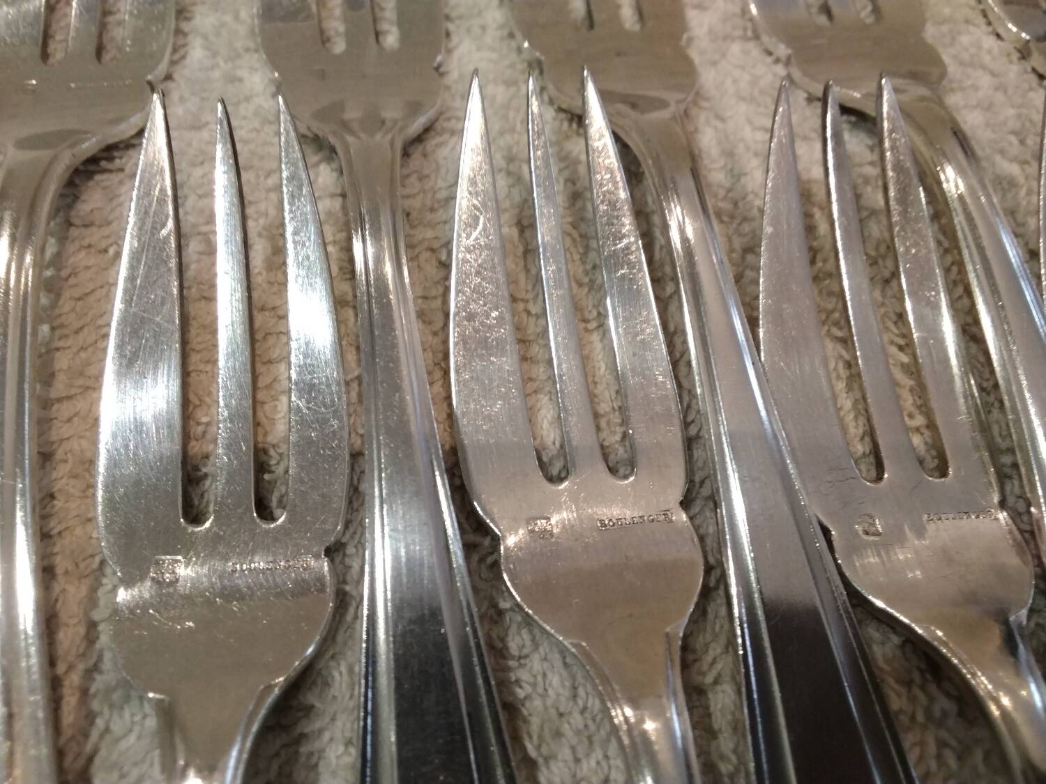 11 silver-plated metal cake forks Boulenger Betty