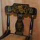 Georgian side bergère circa 1825, ebonised and hand-painted in Baltimore style.