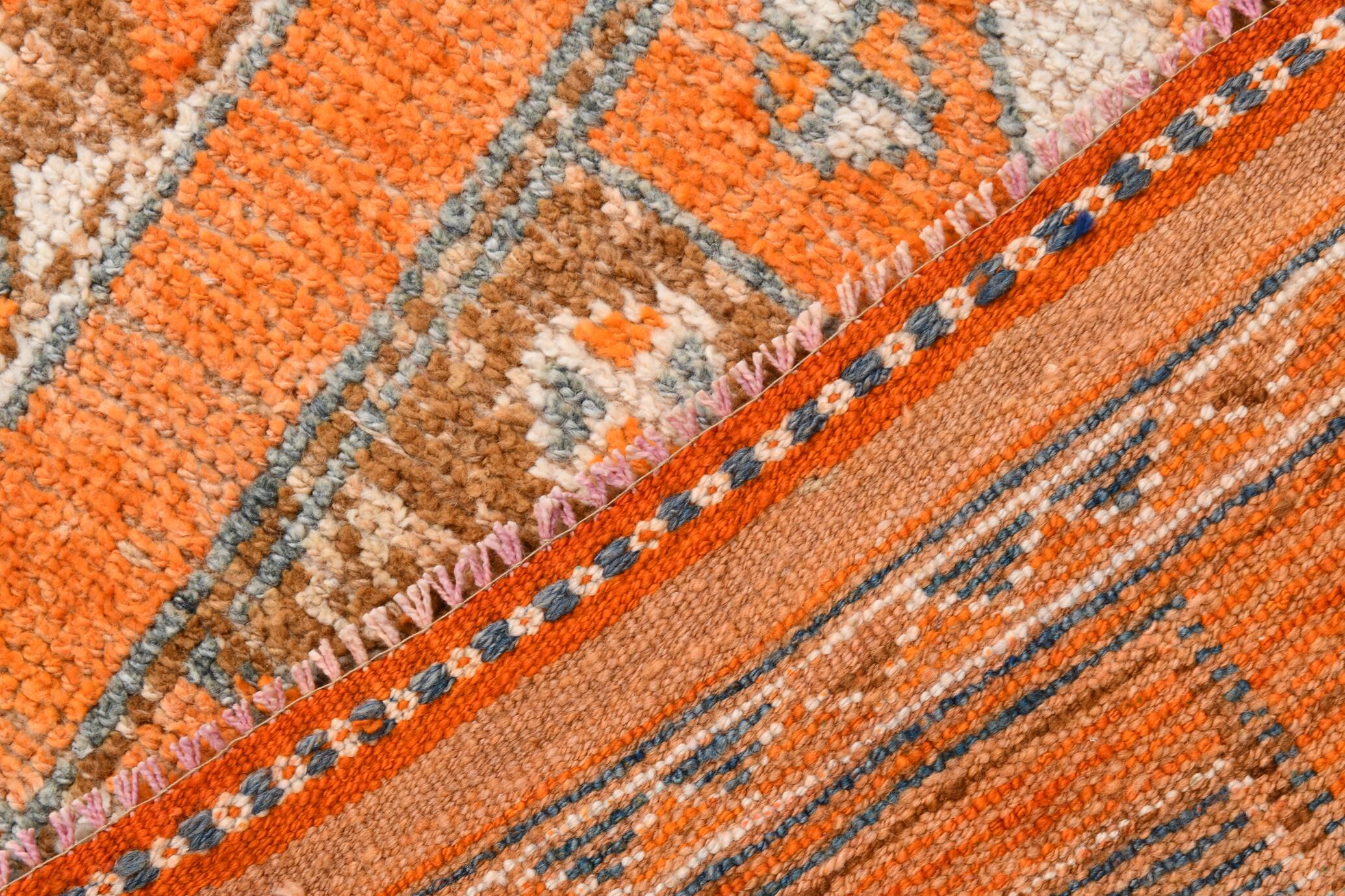 3x12 Rug For Laundry Orange Turkish Vintage Runner Rug, 95x370Cm SK 22033