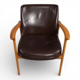 Fröscher leather armchair by Ib Kofod-Larsen, 1960