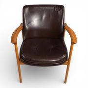 Fröscher leather armchair by Ib Kofod-Larsen, 1960