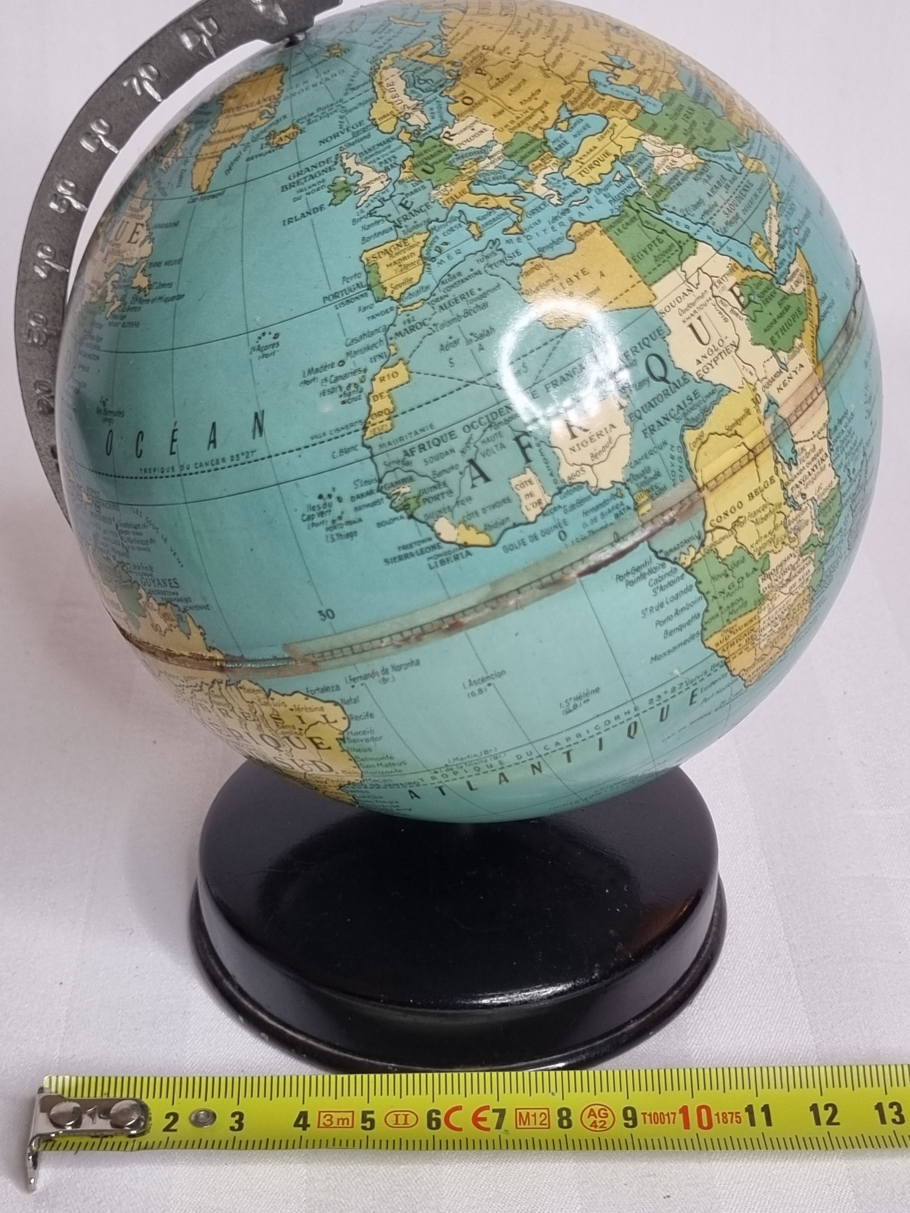Globe earth "Taride" of the 50s-60s in metal on base, 17 cm