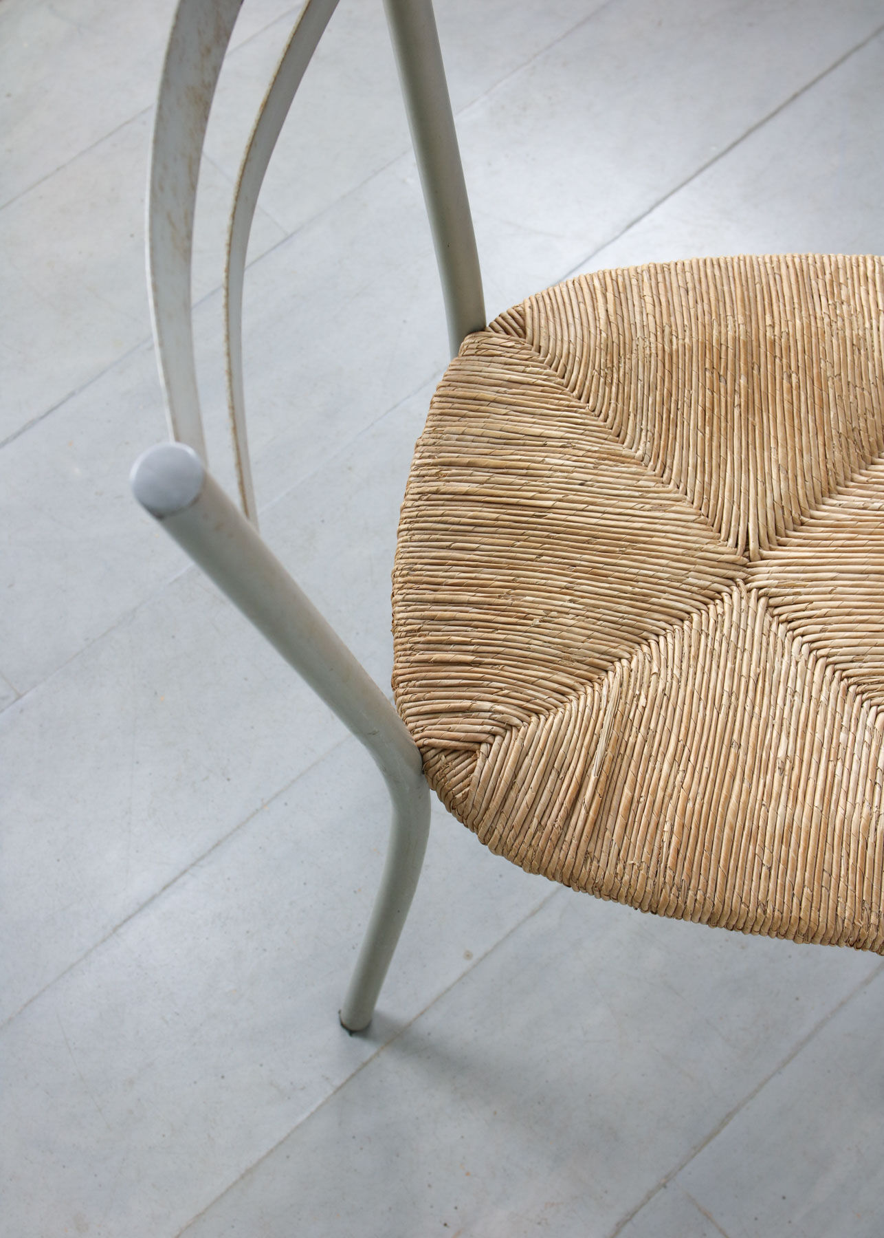 Vintage italian straw and metal chair