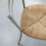 Chaise italienne vintage en paille et métal