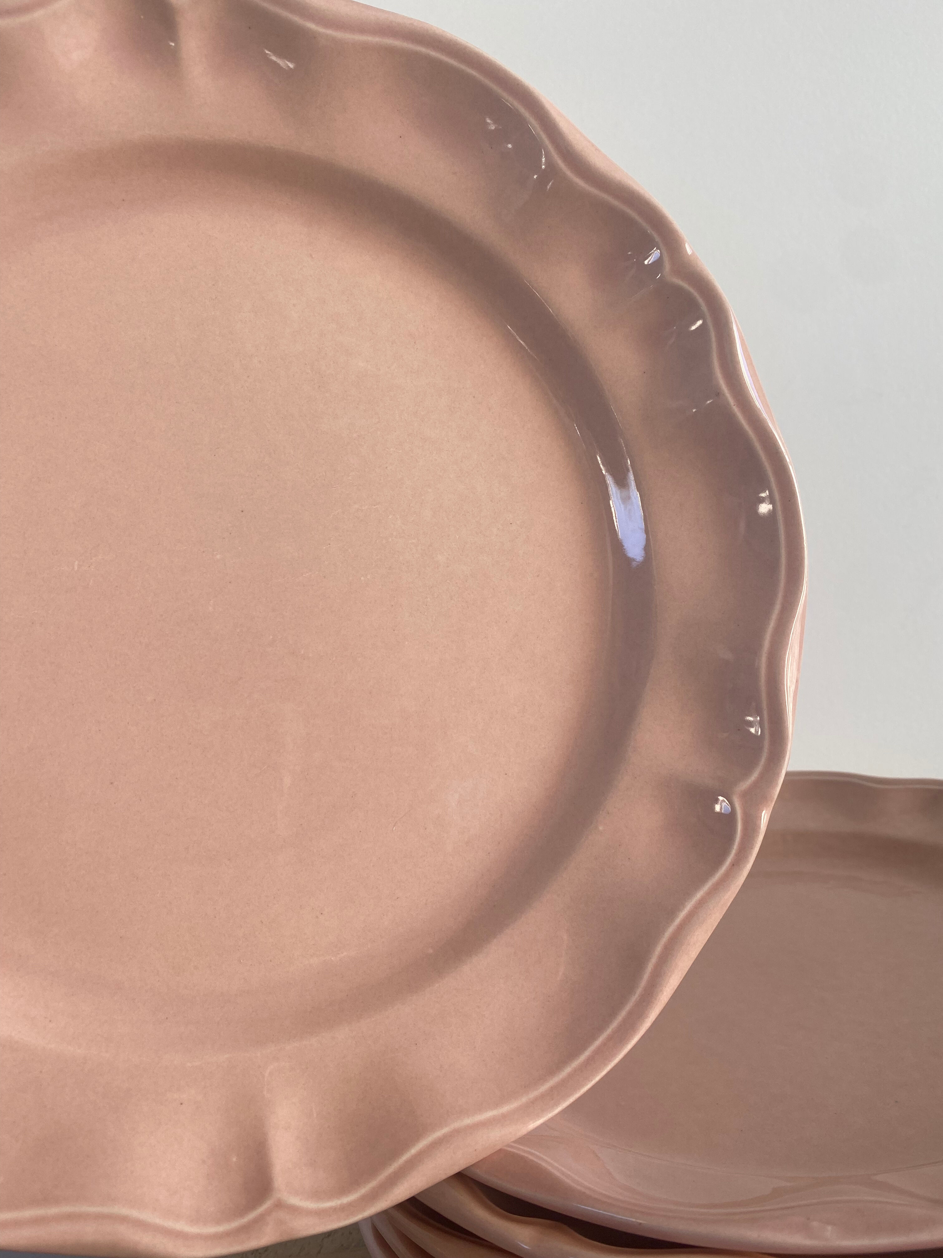 6 plates powder pink porcelain made in France