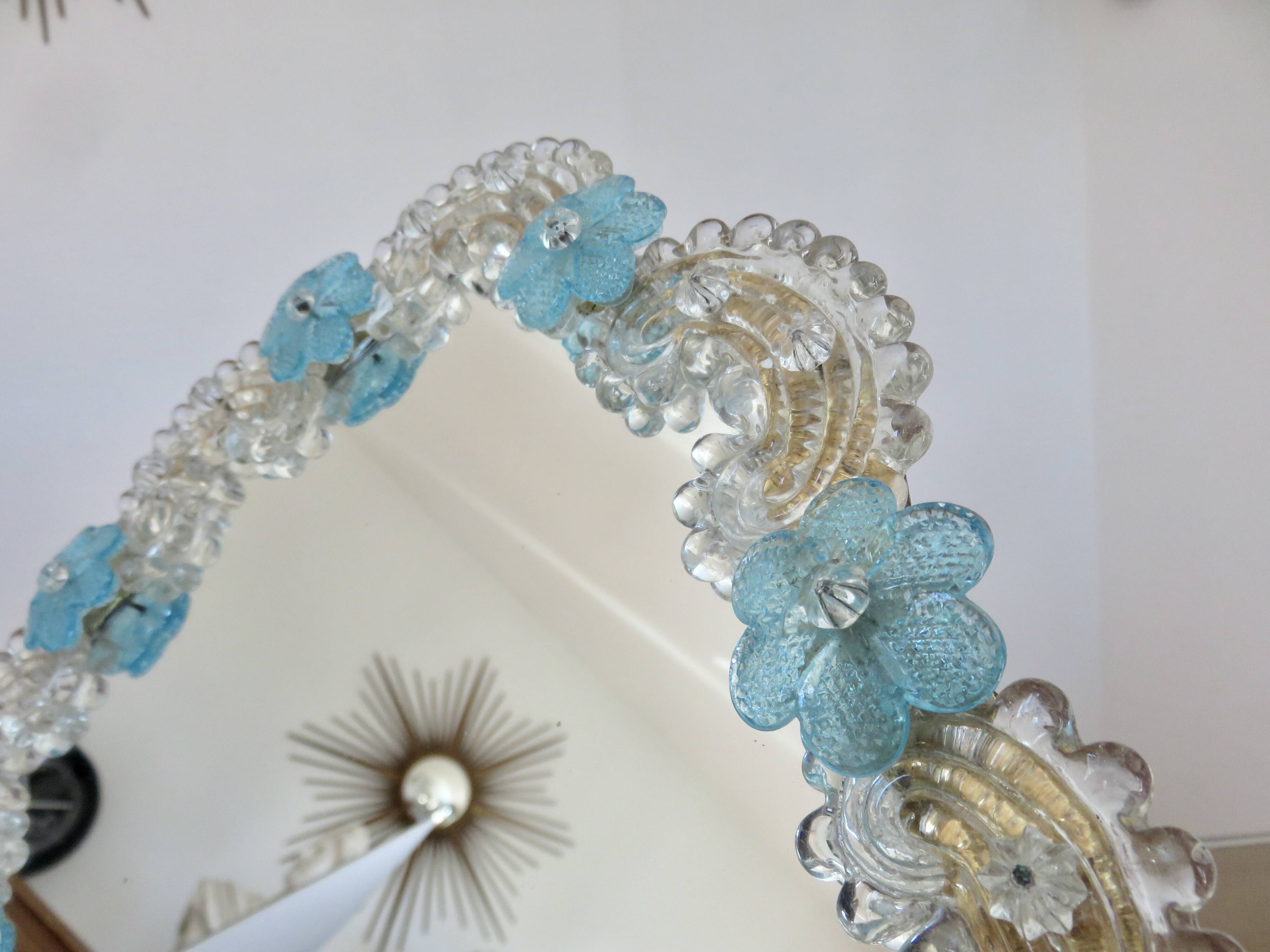 Venetian mirror made of Murano glass, for standing or hanging, 1950.