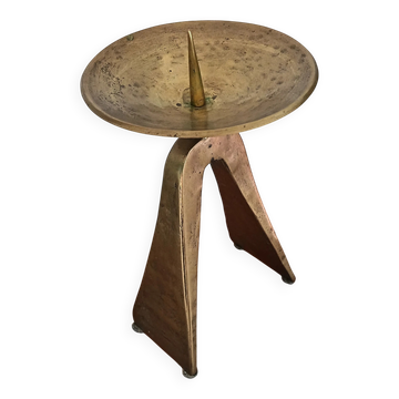 Brutalist bronze candlestick