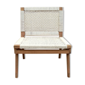 1950s armchair in solid teak and cotton rope