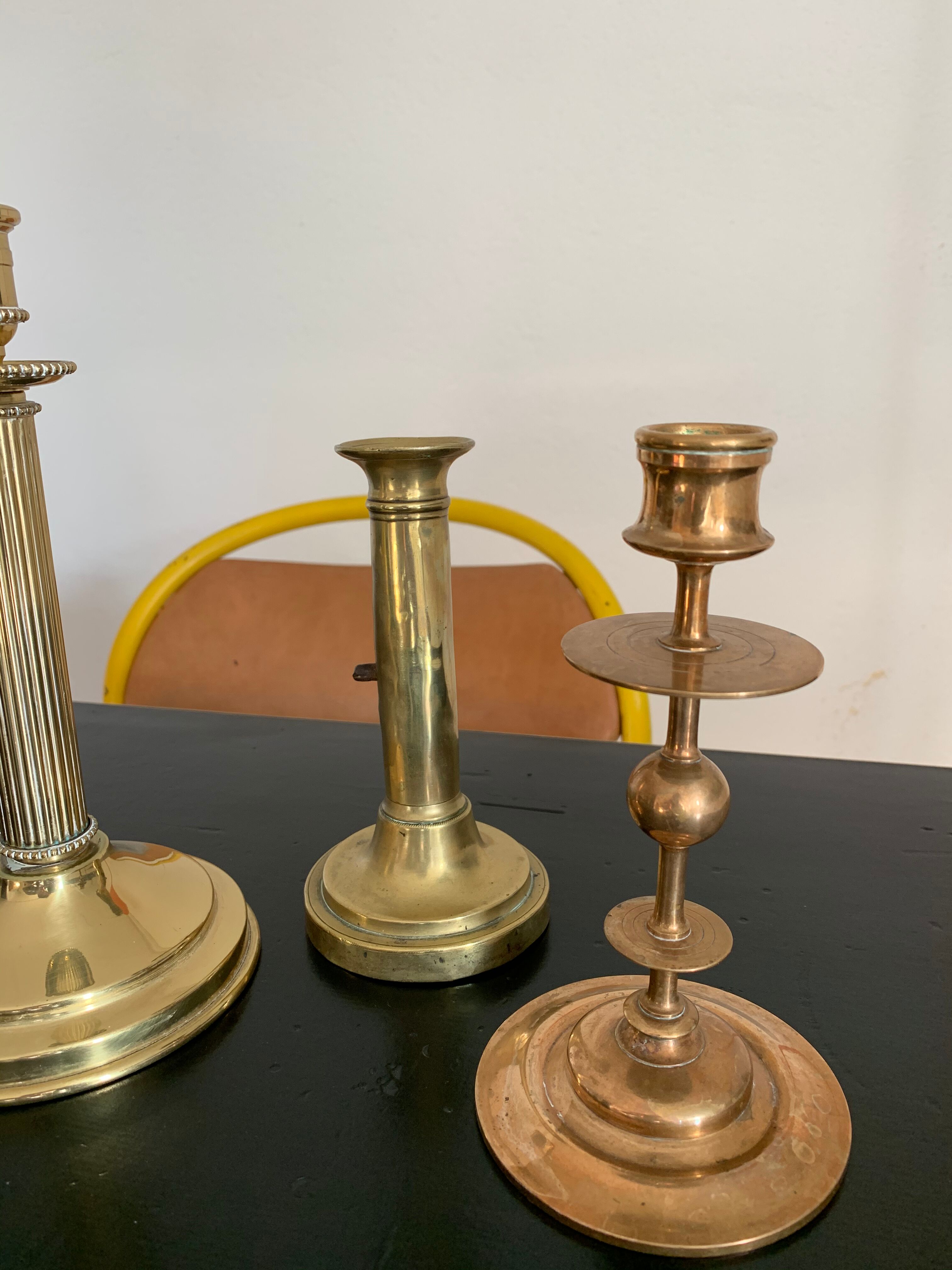 Set 3 vintage brass candlesticks