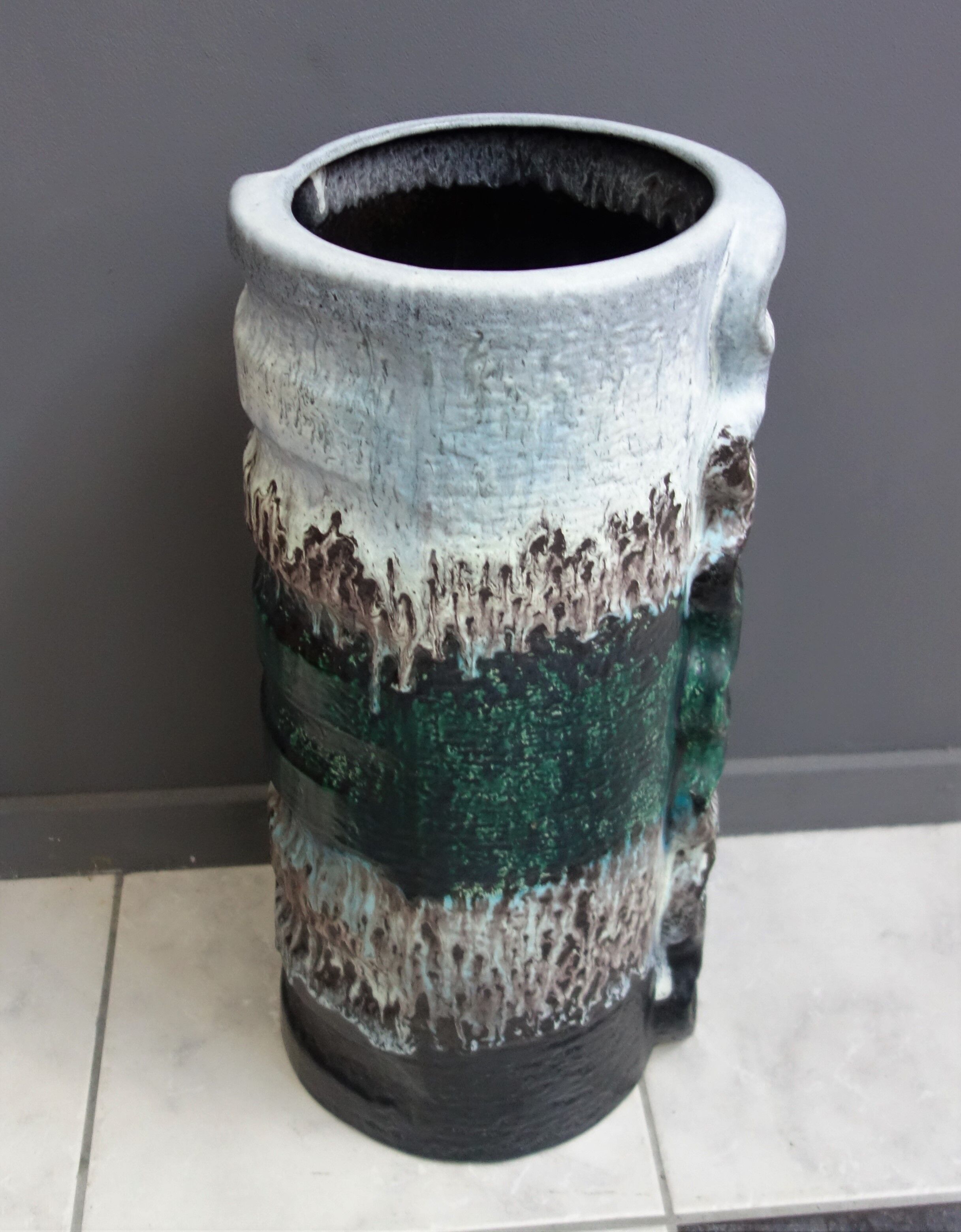 Green and white floor vase by Dumler & Breiden 1970s