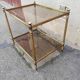 Vintage brass side table and 2 smoked glass trays