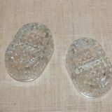 Pair of molded crystal salt and pepper shakers