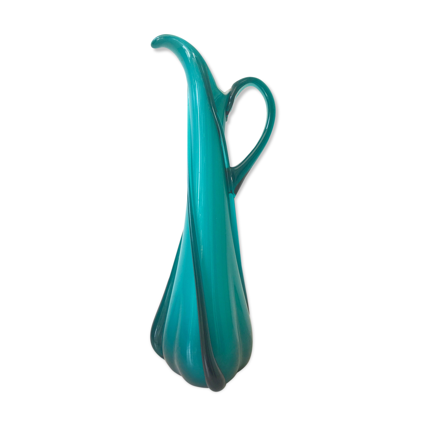 Vase peacock blue peacock blown soufflé
