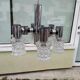 Vintage ceiling light in chrome-plated and cut glass, Targetti 1970 chandelier