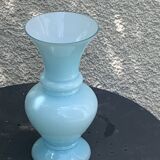 Large vintage pastel blue opaline vase