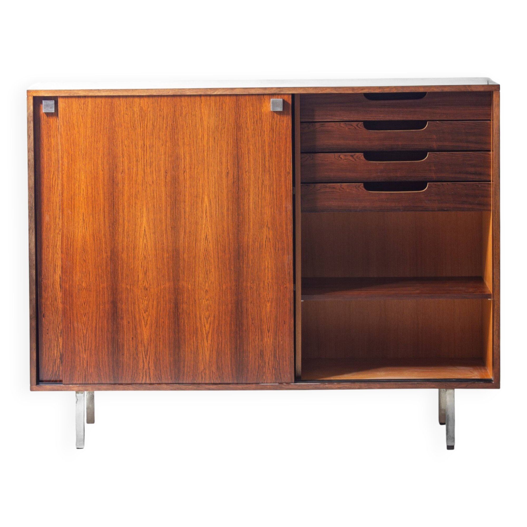 Minimalist storage cabinet in teak by Alfred Hendrickx, 1960