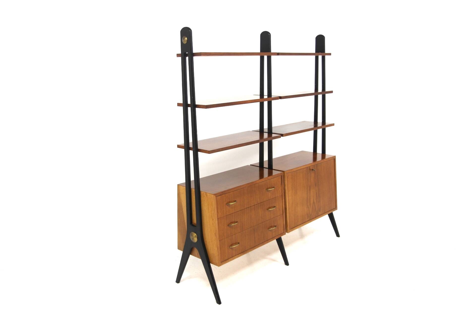 Scandinavian "double" mahogany bookcase, Sweden, 1950